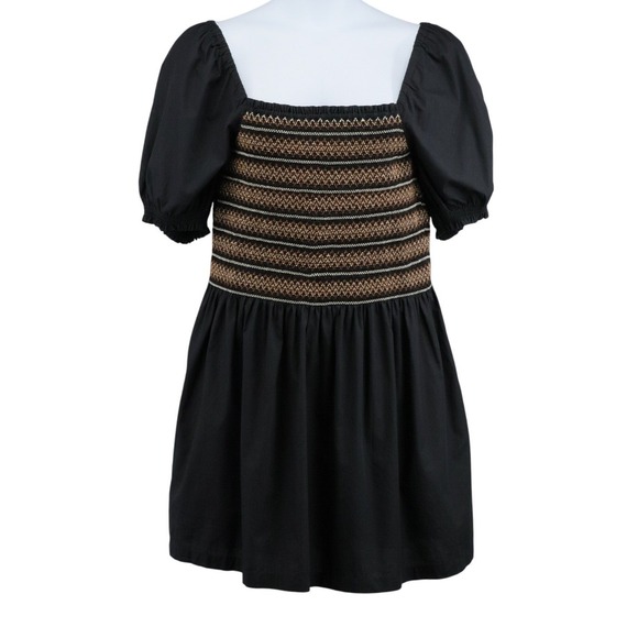 Madewell Poplin Puffed Sleeve Mini Dress Smocked XL Black - Picture 4 of 13